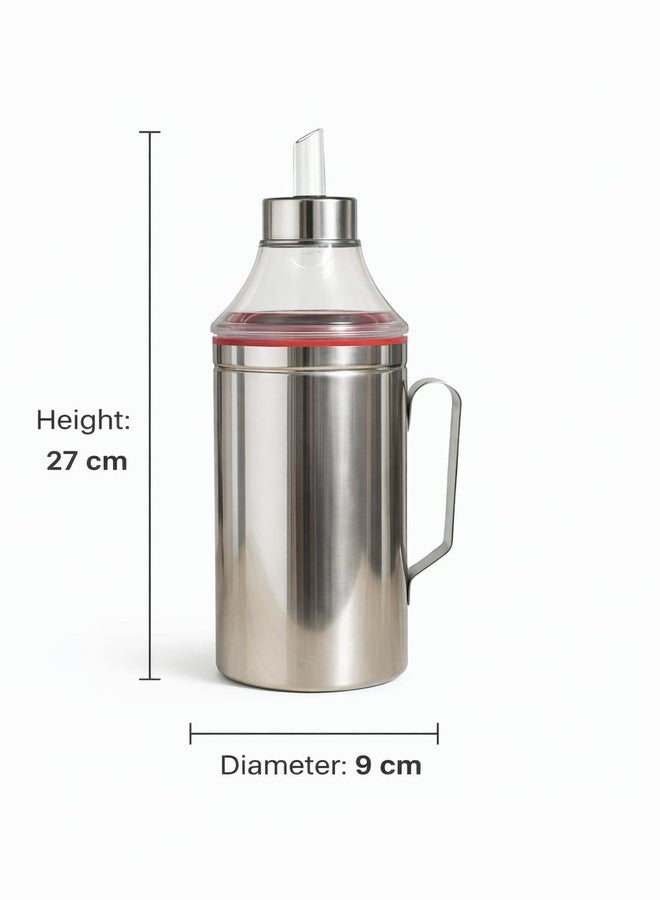 MILTLIFE Stainless Steel Oil Dispenser with Handle 1000 ml | Oil Pourer for Kitchen | Steel Oil Container | Oil Can with Handle | Cooking oil Bottle | leakproof oil pourer (Set of 2) - Image 2